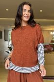 Made in Italy Big Softie Cap Sleeve Knit Top Auburn